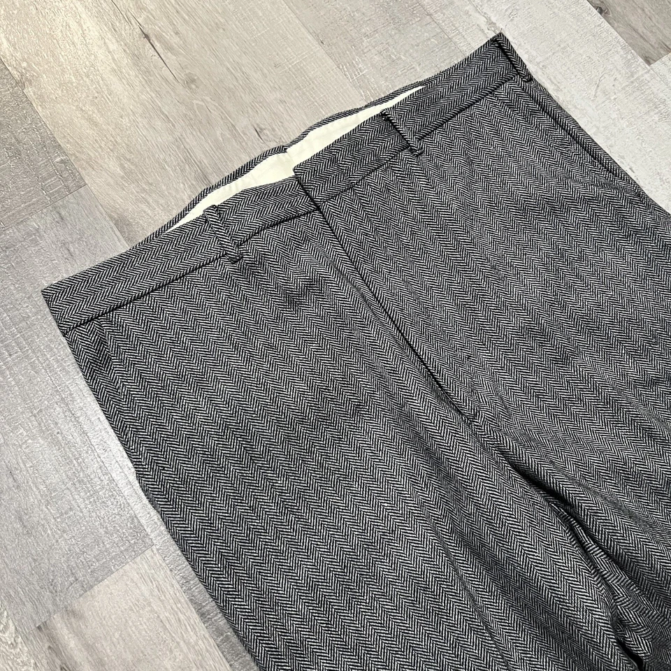 Винтажный Blair Мужская одежда брюки шерстяная смесь серый Herringbone 70-х брюки брюки новый с Ярлыками 38 - Изображение 4 из 4