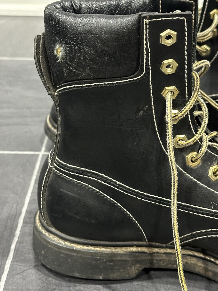 Vintage Ramrods Black Combat Boots Steel Toe Lace Up Size  display picture 1