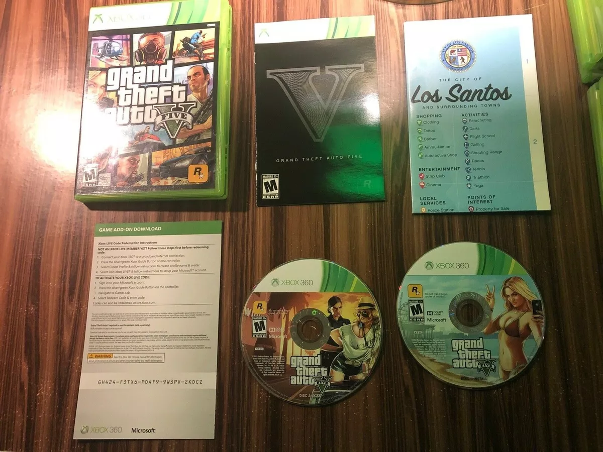 Grand Theft Auto V GTA 5 (Microsoft Xbox 360) - Complete W/Manual + Map  TESTED!