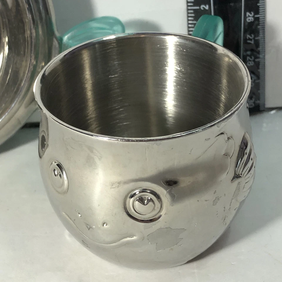 Taza y plato de pescado de acero inoxidable Reed & Barton 18\8 Foto 4 de 4