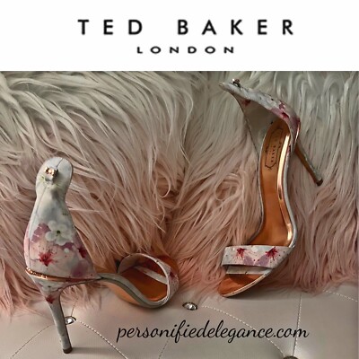 NEW Ted Baker London White Oriental Blossom Heeled Sandals Size  $180