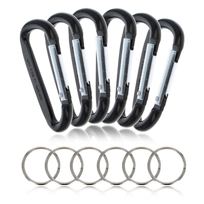 6 Pack Aluminum Multi-Color Carabiner Spring Clip (Many Sizes, Colors)