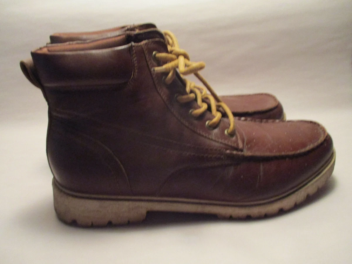 Black Premium Mens 11M Brown Cushion Comfort Lace Up Lug Sole Work Boots