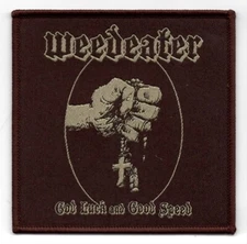WEEDEATER-GOD LUCK AND GOOD SPEED- WOVEN PATCH-BROWN BORDERS-stone-sludge-doom