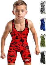 Exxact Sports Digital Camouflage Youth Wrestling Singlets for Boys