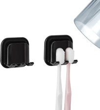 2 PCS Self-Adhesive Toothbrush Holders Wall Mounted, Water Proof Toothbrush Hook