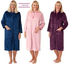 LADIES EMBOSSED  SUPER SOFT ZIP UP THROUGH DRESSING GOWN*FLEECE 8/26 33504