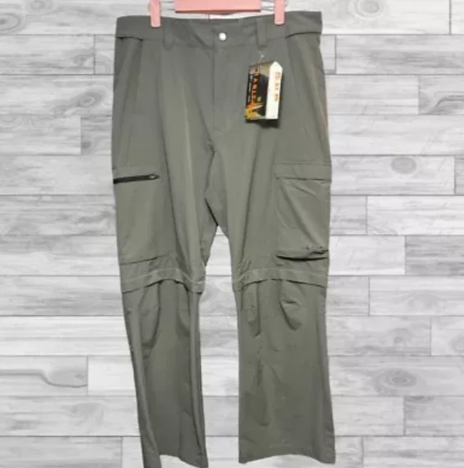 NEW Mens Habit Solar 30+khaki/Gray Nylon Outdoor Pants Sz Large Convertible