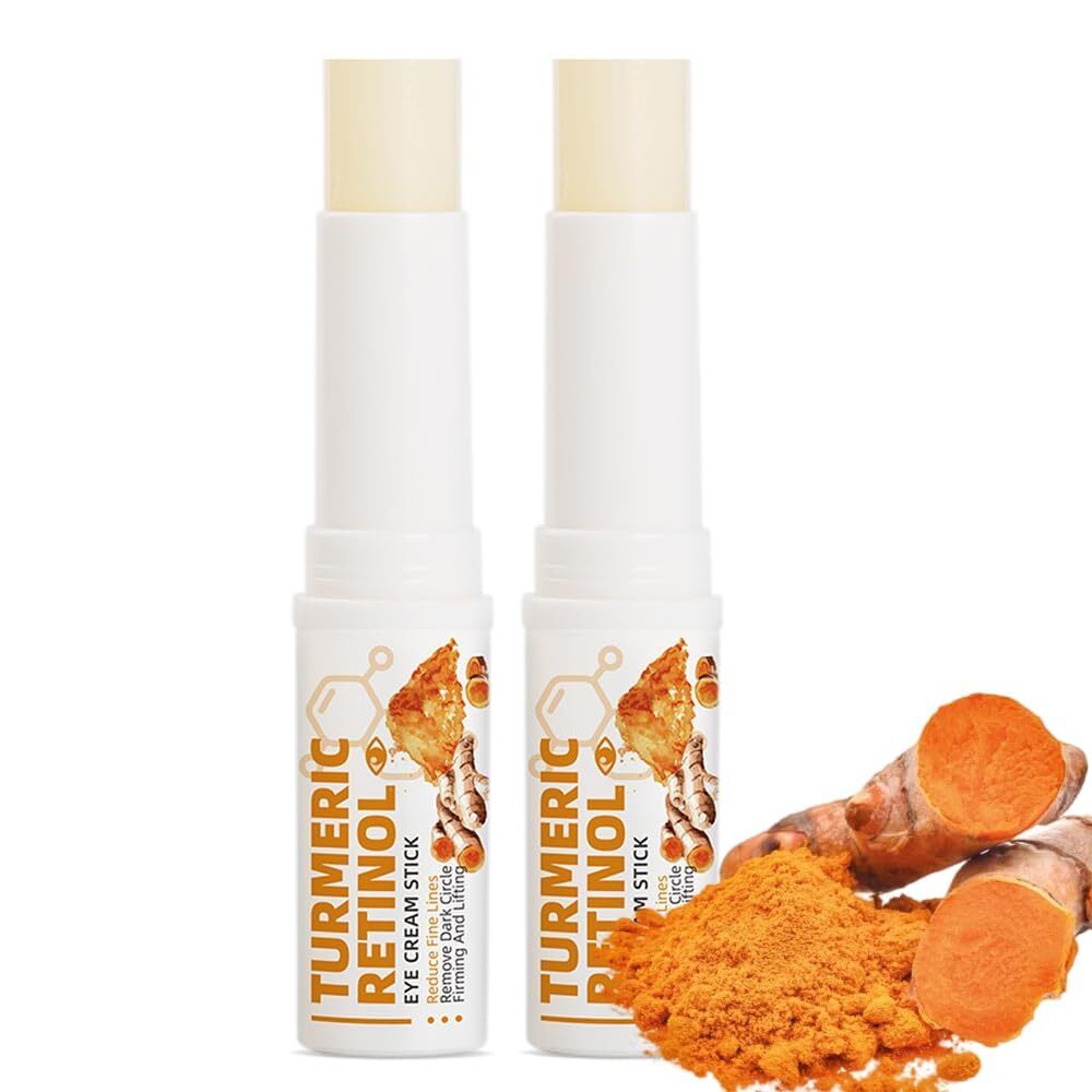 2PCS Retinol Eye Stick for Anti Aging, Turmeric Eye Cream for Dark Circles an...