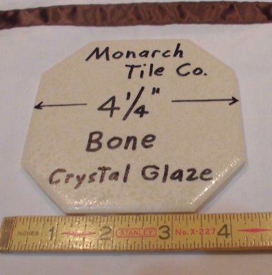 1 pc. *Bone* Octagon Ceramic Tile  4-1/4'' Crystal Glazed by Monarch Co.  NOS