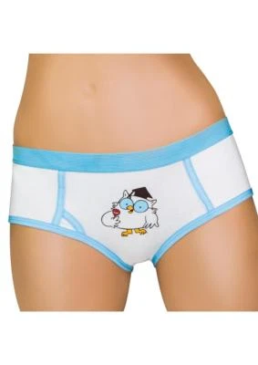 Tootsie Roll Owl Boyshort 1x 2x Plus Candy Pantie White Blue Logo Lingerie Gift - Image 1 of 2