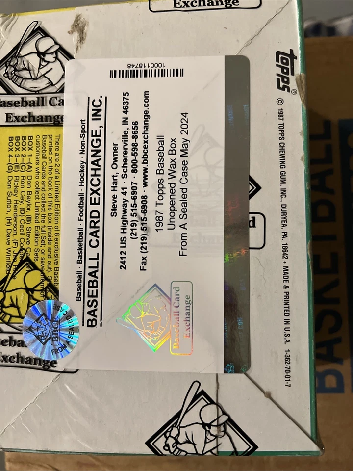 1987 Topps Baseball Wax box - 36 packs - BBCE FASC! - Image 3 of 4