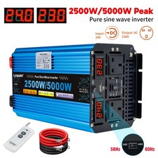2500W 5000W 24V to 240V Pure Sine Wave Power Inverter With USB & Remote Control