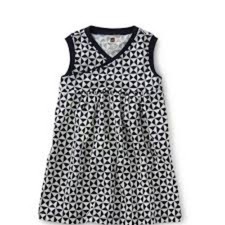 Tea Collection Blue/White Sleeveless Wrap Neck Dress, Size 5