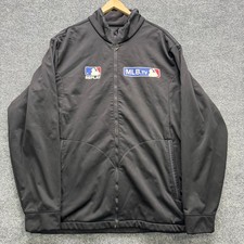 Antigua Jacket Men's Size XL Black Full Zip MLB TV Replay Baseball Outerwear