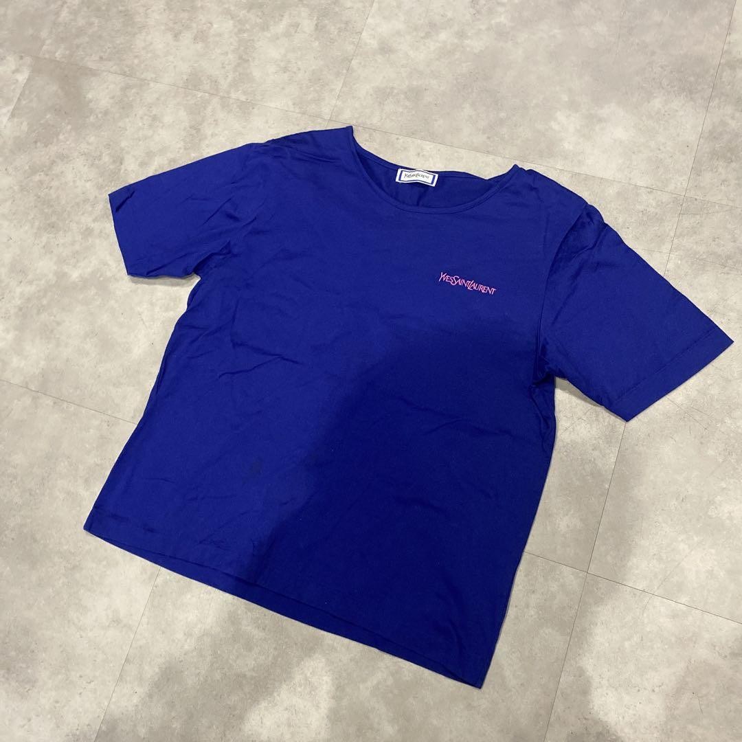 Autentico logo ricamato Yves Saint Laurent taglio e cucito blu taglia M donna