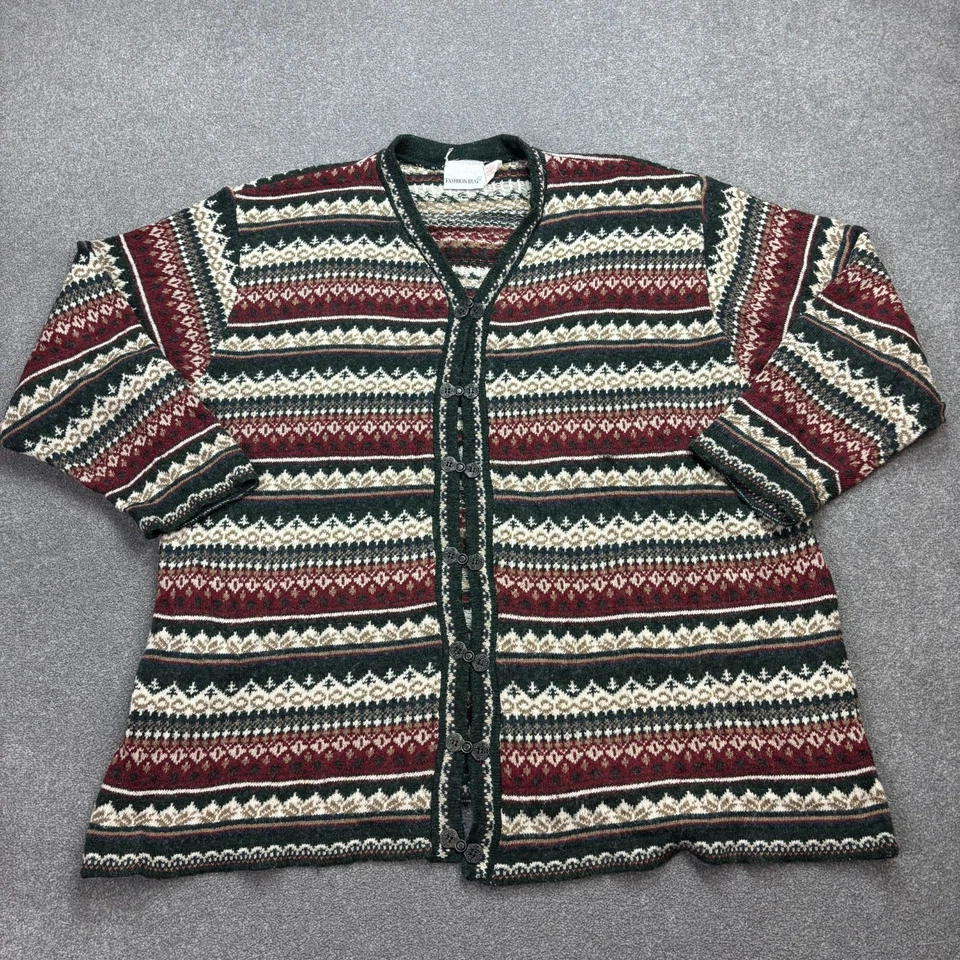 Pull Norway femme 2XL XXL vert Fair Isle laine tricot cardigan pull femme - Photo 1/4
