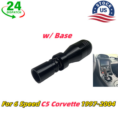 Aluminum Black Shift Knob w/ Base For 6 Speed C5 Corvette 1997-04 9/16-18 thread