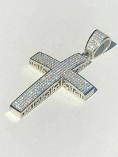 2.50 Ct Round Cut VVS1 Diamond Large Iced Cross Pendant 14K White Gold Finish