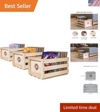 AC1004A-NA Record Storage Crate Holds Up to 75 Albums, Natural