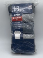 George Mens Crew Neck T-Shirts 6 Pack, Tag Free Sz 2XL BLACK GREY Long Length