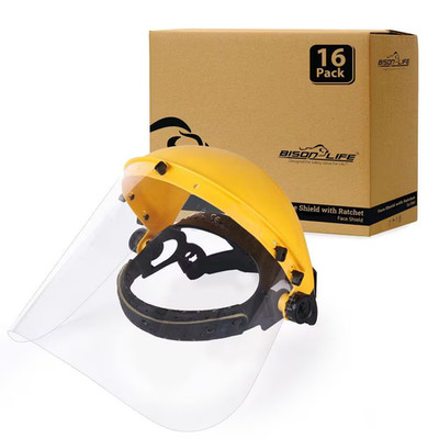 Reusable Protective Headgear Safety Face Shield with Ratchet, Lightweight Polyca