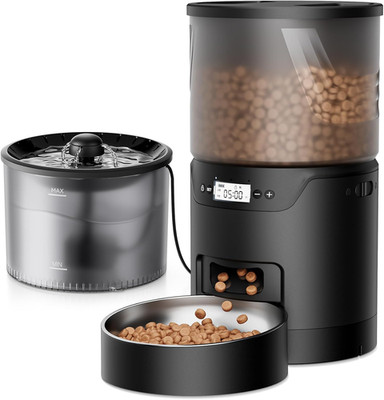 Automatic Cat Feeder and Water Fountain: 3L Timed Precise Cats Food Dispenser& R