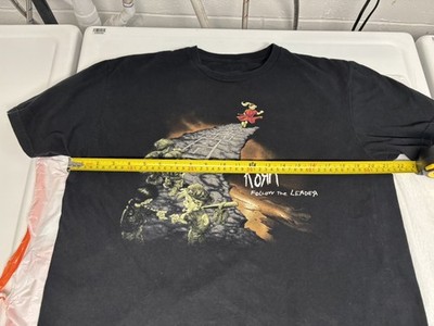 Korn 'Follow The Leader' /Short Sleeve Vintage Black T-Shirt Size- L 100% Cotton