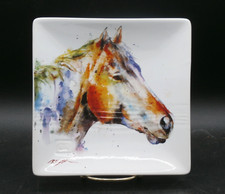 Dean Crouser Demdaco Watercolor Horse Plate Dish Big Sky Carver 7" Square NICE!