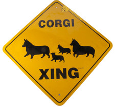 Corgi Dog Aluminum Xing Sign   Crossing