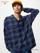 NWT Uniqlo x JW Anderson Brushed Cotton Oversized Shirt Plaid Men US Sizes XS, L