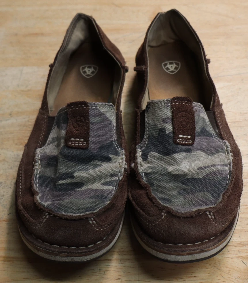Ariat Brown Leather Slip-On Loafers with Camo Heel Accent Ariat Womens Brown 3 Inch Moc Toe Loafer Cowgirl Boot main image 4
