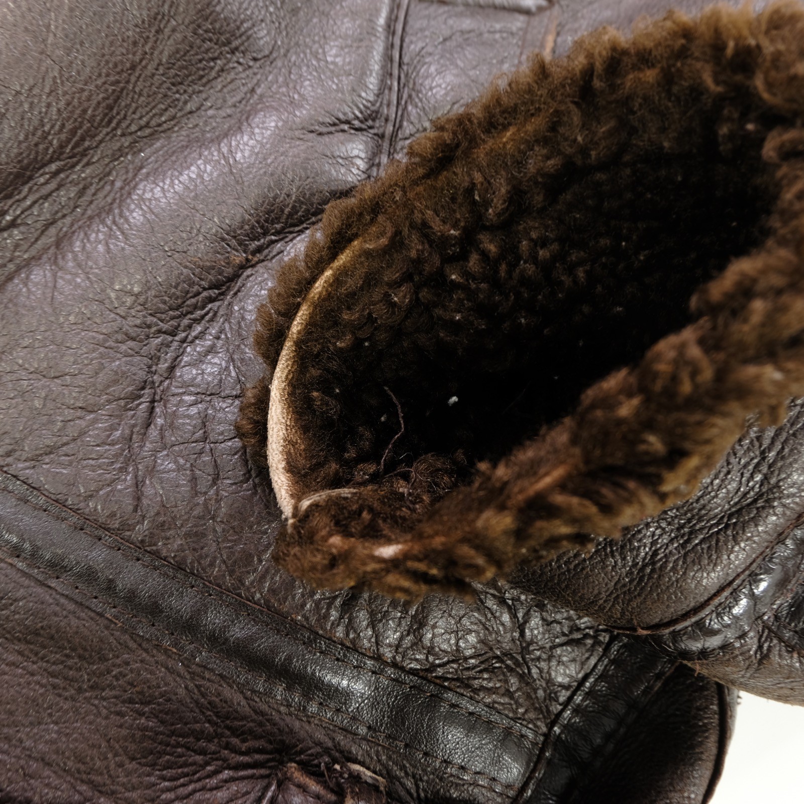 Rare Vintage Shearling Leather Aviator Flight Bomber Jacket 70s 80s Brown SZ XL