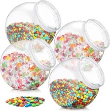 4 Pcs 80 oz Plastic Candy Jar with Lid for Candy Buffet Large Storage Jar Clear