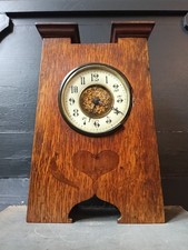 Antique 1901 ARTS & CRAFTS OETZMANN Oak Mantel Clock,RICHARD &CIE Brass Movement