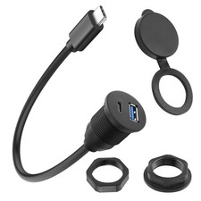 2 In 1 USB C To USB C Plus USB 3.0 Panel Mount Extension Cable 30cm Adapter