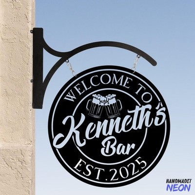 Personalized Bar Metal Sign, Beer Pub Hanging Blade Decor Welcome Sign