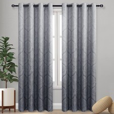 Ombre Blackout Curtains for Bedroom - Damask Patterned Thermal Insulated Ener...