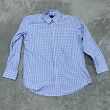 Kirkland Signature Mens Blue Checkered Dress Shirt 16.5 34/35 a1103