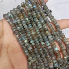 Natural Labradorite Rondelle Beads, Genuine Blue Flashy Labradorite 7mm 8Inch