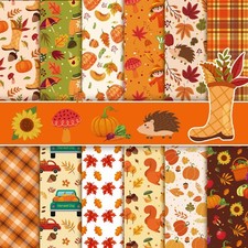 Konsait 24 Sheets Fall Scrapbook Paper 12x12 Double Sided Autumn Orange