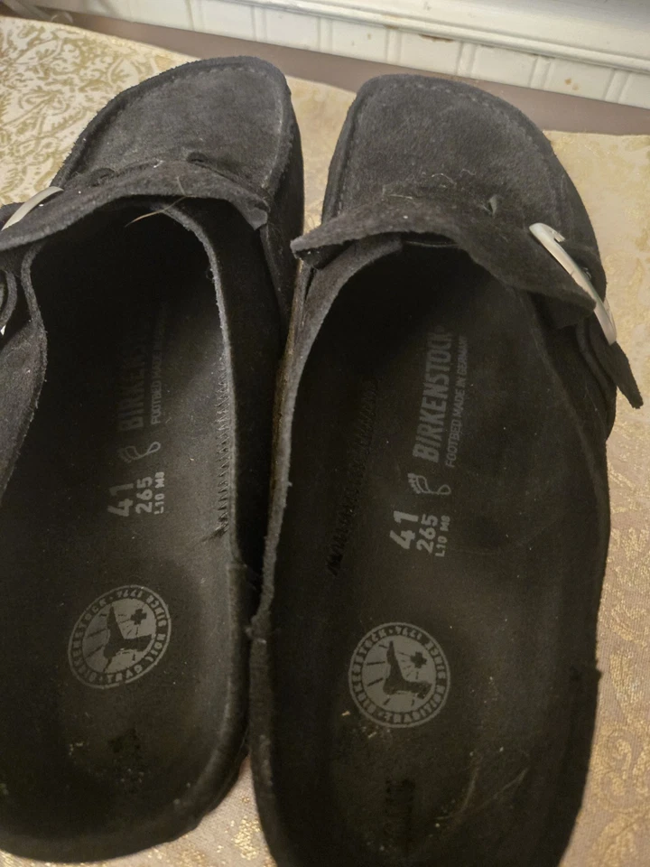 Zuecos Birkenstock para mujer Buckley 41 negros gamuza sin usar, puntera sin cordones cómodos para caminar Foto 4 de 4