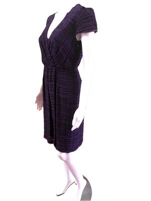 MILLY NY Size 0/2 Eggplant Shimmer Faux Wrap Dress Made In USA Bust 32  NWT