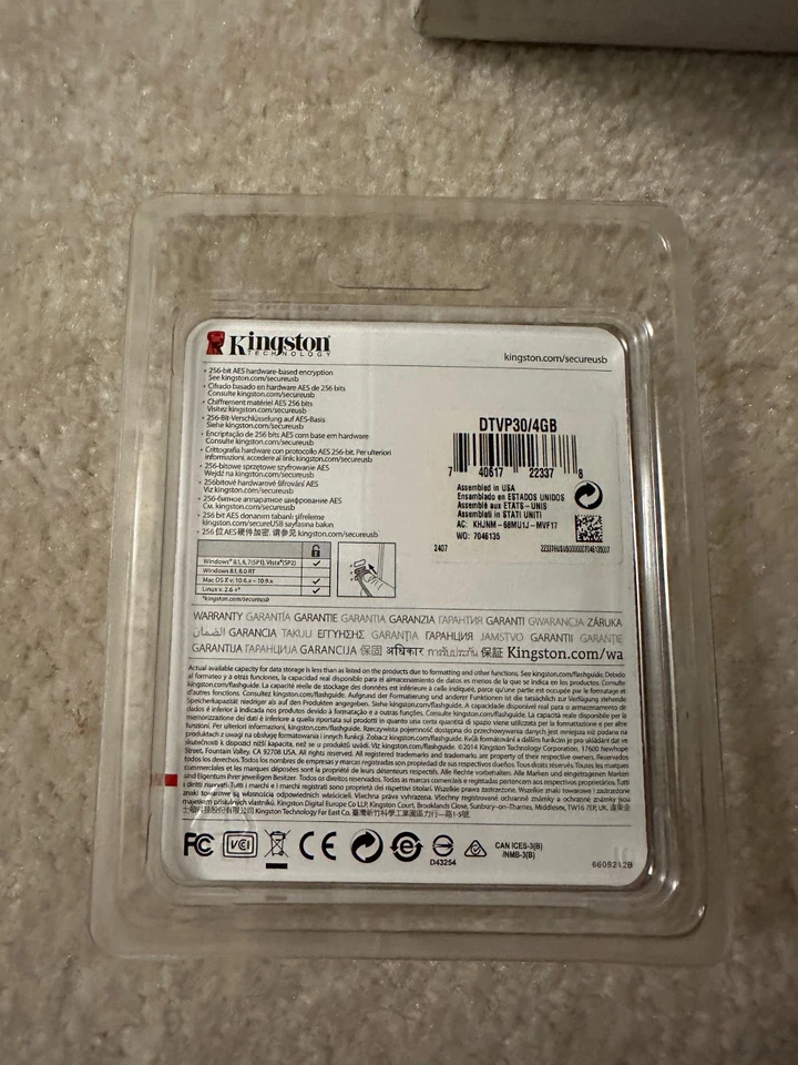 Kingston Technology 4GB Data Traveler, Vault Privacy Edition, USB 3.0 Sealed New - Image 2 of 2