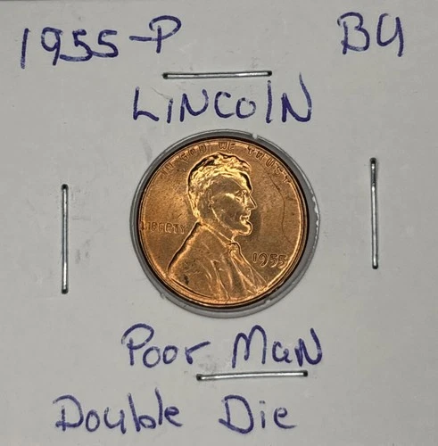 1955-P BU Lincoln Wheat Penny, Poor Man Double Die