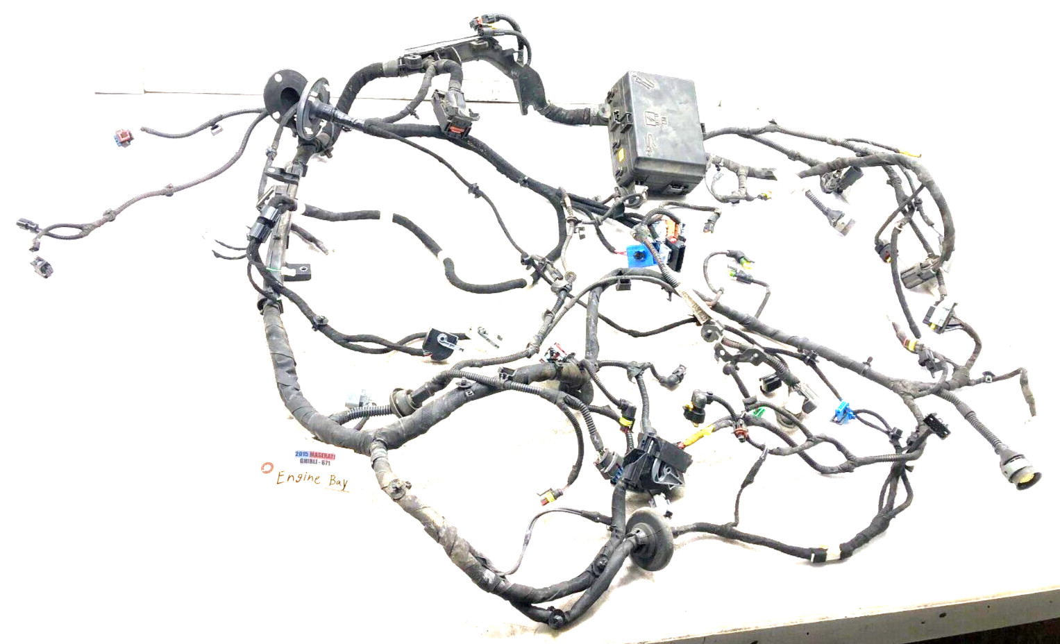 2014-2019 MASERATI GHIBLI 3.0L ENGINE BAY WIRING HARNESS W/ FUSE BOX OEM.