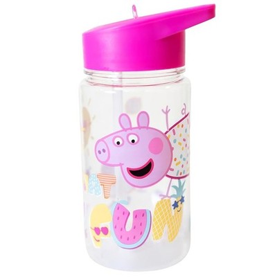 Peppa Pig kleine Trinkflasche Flachmann mit Strohhalm transparent Kinder Mädchen