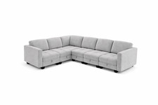 Light Grey 6 Seater Sofa With Storage, Fabric  Modular Sofa With Upholst