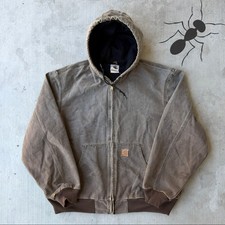 Carhartt J25 CHT faded brown hooded work wear jacket XL