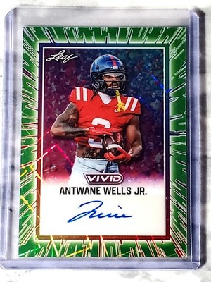Antwane Wells Jr 2025 Leaf Vivid Lazer Green Parallel Auto 2/8 #BA-AWJ NY Giants